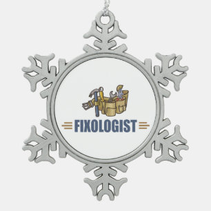 Funny Handyman Snowflake Pewter Christmas Ornament