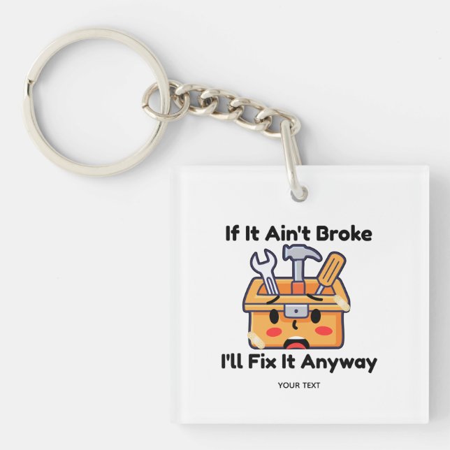 Funny Handyman Tool Box Dad Joke Personalised Key Ring (Front)