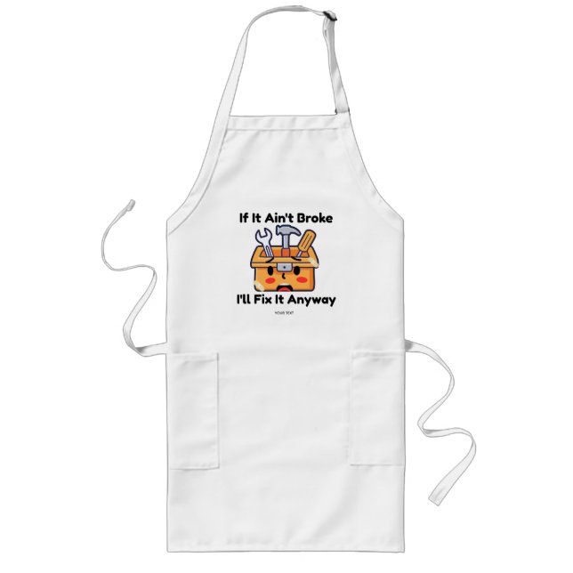 Funny Handyman Tool Box Dad Joke Personalised Long Apron (Front)