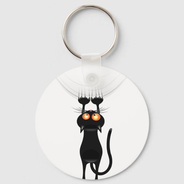 Funny Hang On Cat Key Ring (Front)