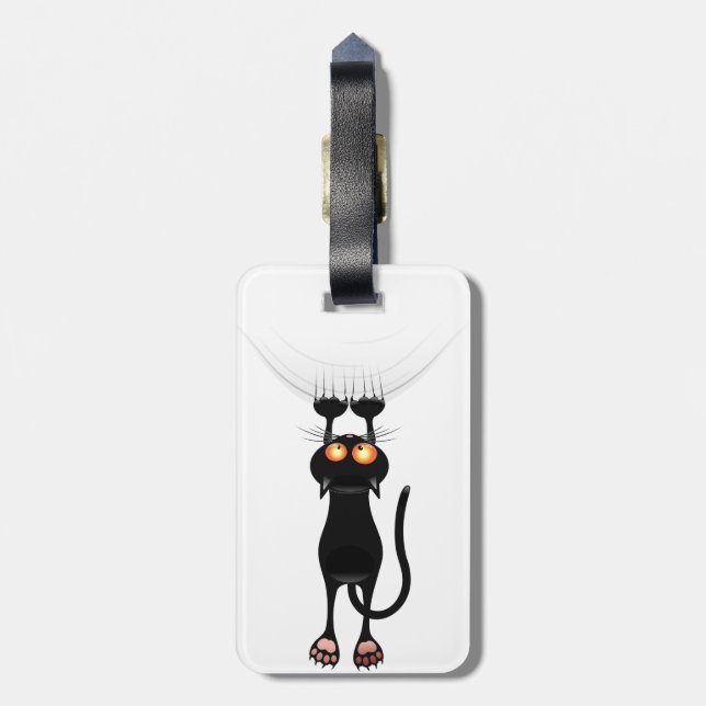 Funny Hang On Cat Luggage Tag (Back Vertical)