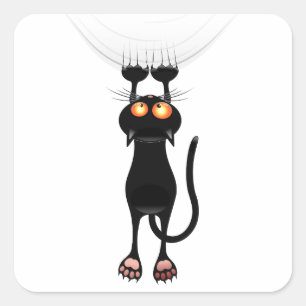 Funny Hang On Cat Square Sticker