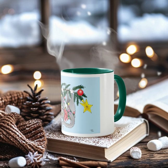 Funny Hanging Christmas Tree Cat Mug (Creator Uploaded)