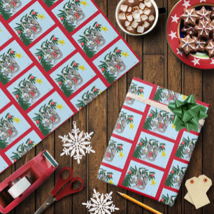 Funny hanging Christmas Tree Cat Wrapping Paper