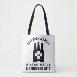 Funny Hangover Kit Monogrammed Tote Bag