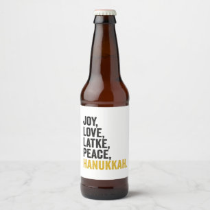 Funny Hanukkah Challah Latke Jewish Food Lover Beer Bottle Label