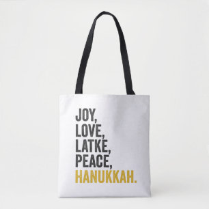 Funny Hanukkah Challah Latke Jewish Food Lover Tote Bag