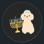 Funny Hanukkah Chanukah Poodle Dog Lover Menorah Classic Round Sticker<br><div class="desc">Funny Hanukkah Chanukah Poodle Dog Lover Menorah</div>