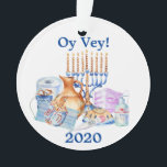 Funny Hanukkah Covid Watercolor Quarantine 2020 Ornament<br><div class="desc">This design was created though digital art. It may be personalized in the area provided or customizing by changing the photo or added your own words. Contact me at colorflowcreations@gmail.com if you with to have this design on another product. Purchase my original abstract acrylic painting for sale at www.etsy.com/shop/colorflowart. See...</div>