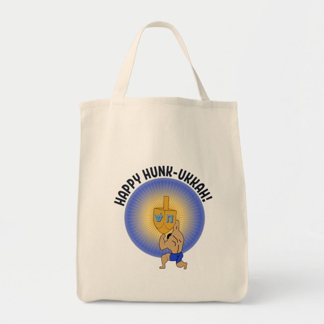 Funny Hanukkah Hunk Holiday Tote Bag (Front)