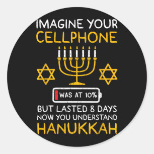 Funny Hanukkah Imagine Cellphone Chanukah Jew Classic Round Sticker
