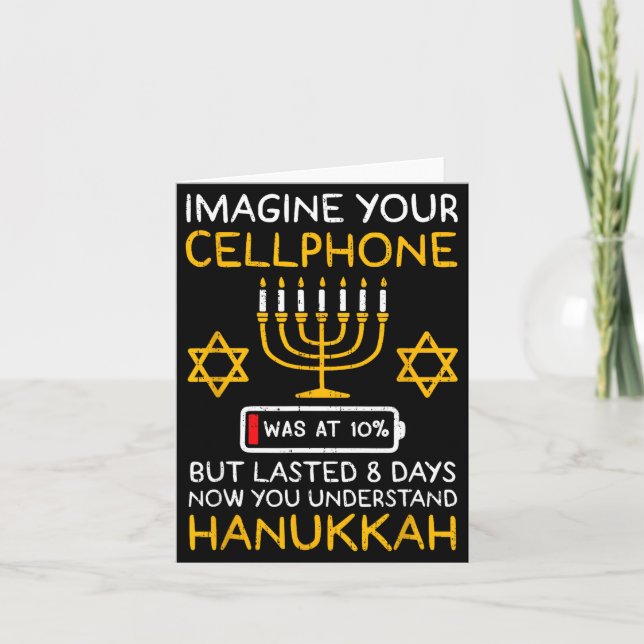 Funny Hanukkah Imagine Your Cellphone Chanukah Jew Card (Front)