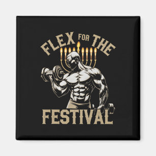 Funny Hanukkah Jewish Gym Workout Flex Festival  Magnet