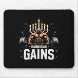 Funny Hanukkah Jewish Gym Workout Hannukah Gains  Mouse Pad<br><div class="desc">Funny Hanukkah Jewish Gym Workout Hannukah Gains</div>