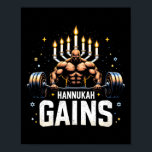 Funny Hanukkah Jewish Gym Workout Hannukah Gains  Poster<br><div class="desc">Funny Hanukkah Jewish Gym Workout Hannukah Gains</div>
