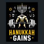 Funny Hanukkah Jewish Gym Workout Hanukkah Gains 1 Poster<br><div class="desc">Funny Hanukkah Jewish Gym Workout Hanukkah Gains 1</div>