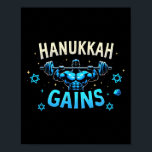 Funny Hanukkah Jewish Gym Workout Hanukkah Gains  Poster<br><div class="desc">Funny Hanukkah Jewish Gym Workout Hanukkah Gains</div>