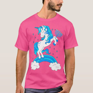 Funny Hanukkah Jewish Unicorn With Menorah T-Shirt
