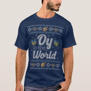 Funny Hanukkah Jumper Jewish Gift Oy to the World T-Shirt