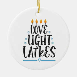 Funny Hanukkah Latke Jewish Cook Holiday Humour Ceramic Tree Decoration