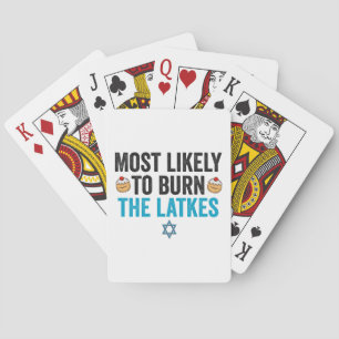 Funny Hanukkah Latke Jewish Cook Holiday Humour Playing Cards