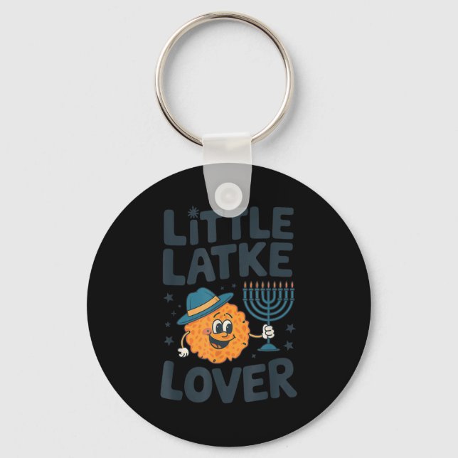 Funny Hanukkah Little Latke Jewish Family Kids Mat Key Ring (Front)