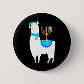 Funny Hanukkah Llama For Alpaka Lovers On 6 Cm Round Badge