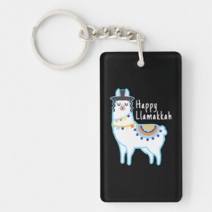 Funny Hanukkah Llama Happy Llamakkah Jewish Key Ring