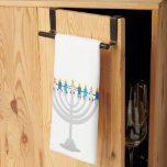 Funny Hanukkah menorah and candles Tea Towel<br><div class="desc">Funny Hanukkah illustration,  Cute candles characters sitting on Hanukkah menorah</div>