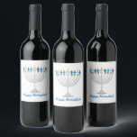 Funny Hanukkah menorah and candles Wine Label<br><div class="desc">Funny Hanukkah illustration,  Cute candles characters sitting on Hanukkah menorah</div>