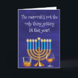 Funny Hanukkah Menorah Cocktails Drinking Holiday Card<br><div class="desc">This design was created from my one-of-a-kind fluid acrylic painting. It may be personalised by clicking the customise button and changing the name, initials or words. You may also change the text colour and style or delete the text for an image only design. Contact me at colorflowcreations@gmail.com if you with...</div>