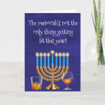 Funny Hanukkah Menorah Cocktails Drinking Holiday Card<br><div class="desc">This design was created from my one-of-a-kind fluid acrylic painting. It may be personalised by clicking the customise button and changing the name, initials or words. You may also change the text colour and style or delete the text for an image only design. Contact me at colorflowcreations@gmail.com if you with...</div>