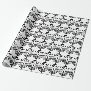 Funny Hanukkah menorah lit af xmas Wrapping Paper