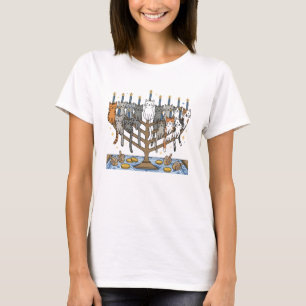 Funny Hanukkah Meowzel Cats Menorah T-Shirt
