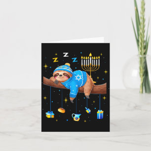 Funny Hanukkah Sloth Jewish Chanukah Sleeng Hanukk Card