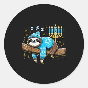 Funny Hanukkah Sloth Jewish Chanukah Sleeng Hanukk Classic Round Sticker