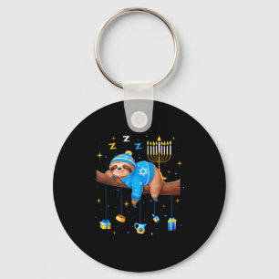 Funny Hanukkah Sloth Jewish Chanukah Sleeng Hanukk Key Ring