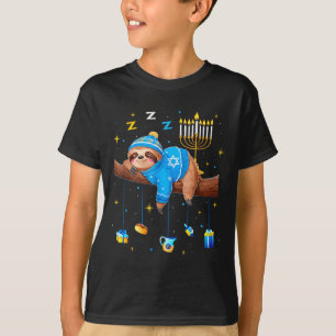 Funny Hanukkah Sloth Jewish Chanukah Sleeng Hanukk T-Shirt