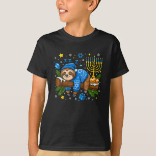 Funny Hanukkah Sloth Jewish Chanukah Sleeping T-Shirt