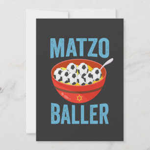 Funny Hanukkah Soccer Jewish Athlete Matzo Baller Invitation