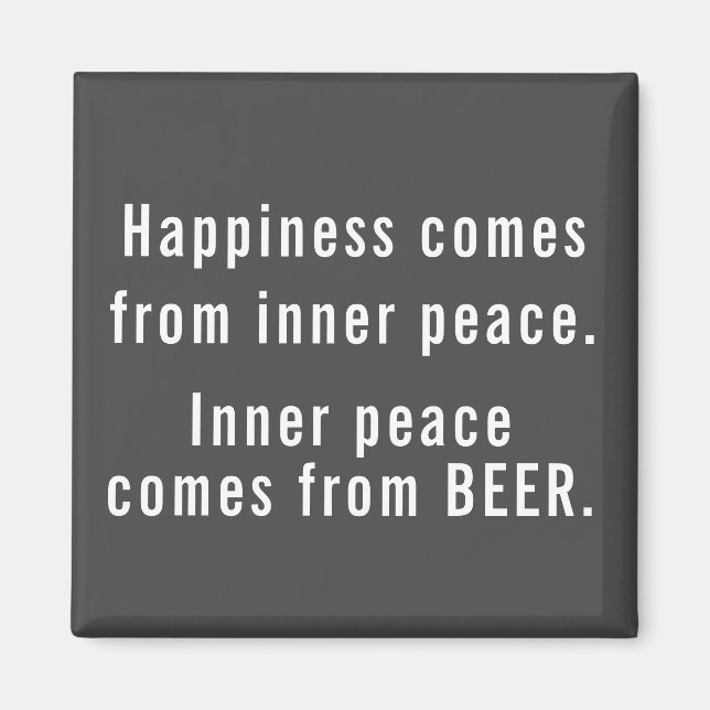 Funny Happiness Beer Definition Grey and White  Magnet (Front)