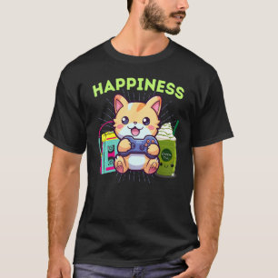 Funny Happiness Gamer Cat Gaming Iced Matcha & The T-Shirt