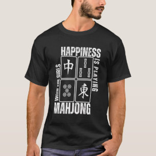 Funny Happiness Is Playing Mahjong Retro Vintage T-Shirt