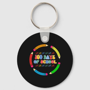 Funny Happy 100 Days Of School Art For Men Women K Key Ring