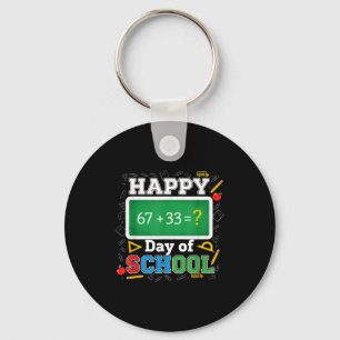 Funny Happy 100 Days Of School Math Teacher Six Se Key Ring