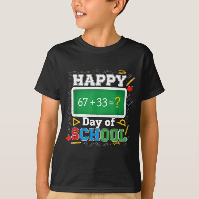 Funny Happy 100 Days Of School Math Teacher Six Se T-Shirt (Front)