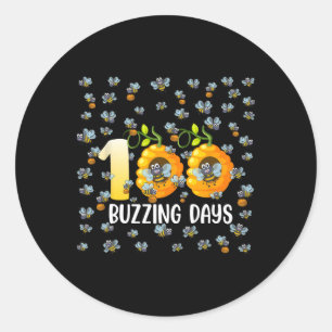 Funny Happy 100th Day Of School Bees Beehive 100 B Classic Round Sticker