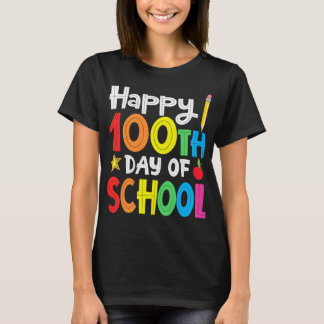 Funny Happy 100th Day Of School Teacher Rainbow Lo T-Shirt