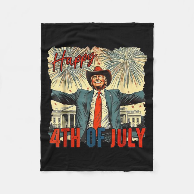 Funny Happy 4th of July Independence Day Fleece Blanket (Front)