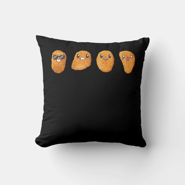 Funny Happy Angry Food Chicken Nuggets Cushion (Front)